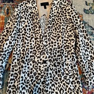 J. Crew Brown and White Animal Print Blazer